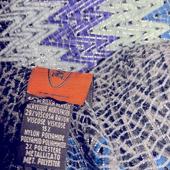 Auth NWOT Missoni Orange Label Zig Zag Chevron Stripe Cropped Poncho Wrap Shawl - Picture 10 of 13